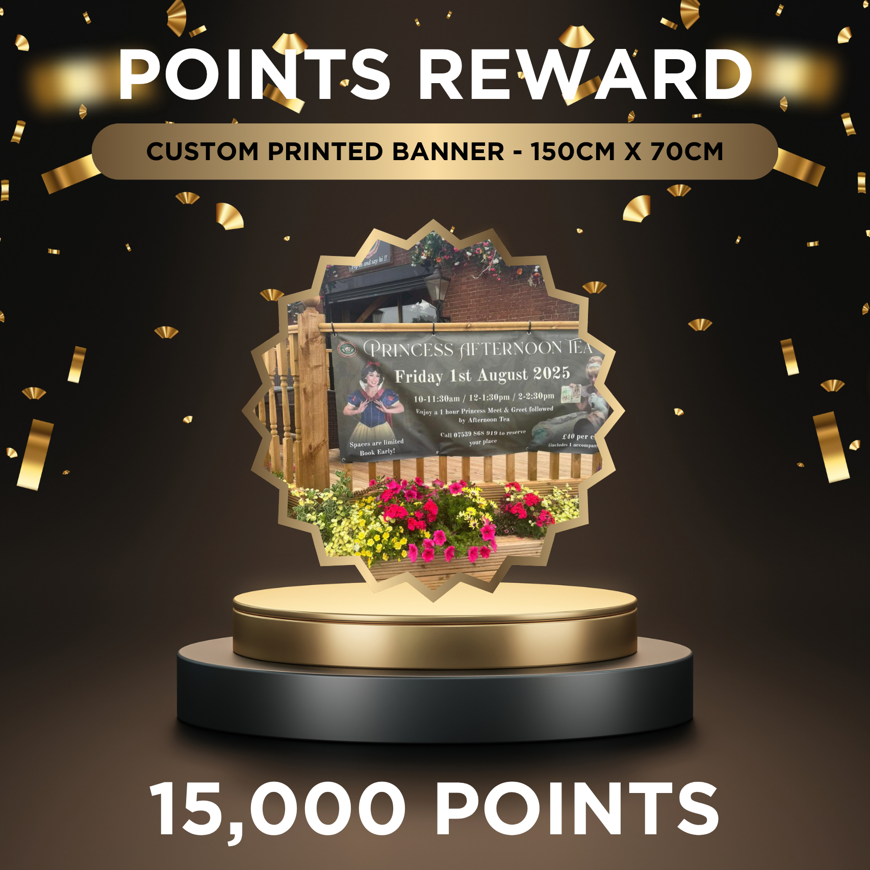 Get Free Custom Printed Banner – 150cm x 70xm with eyelets for 15,000 Reward Points
