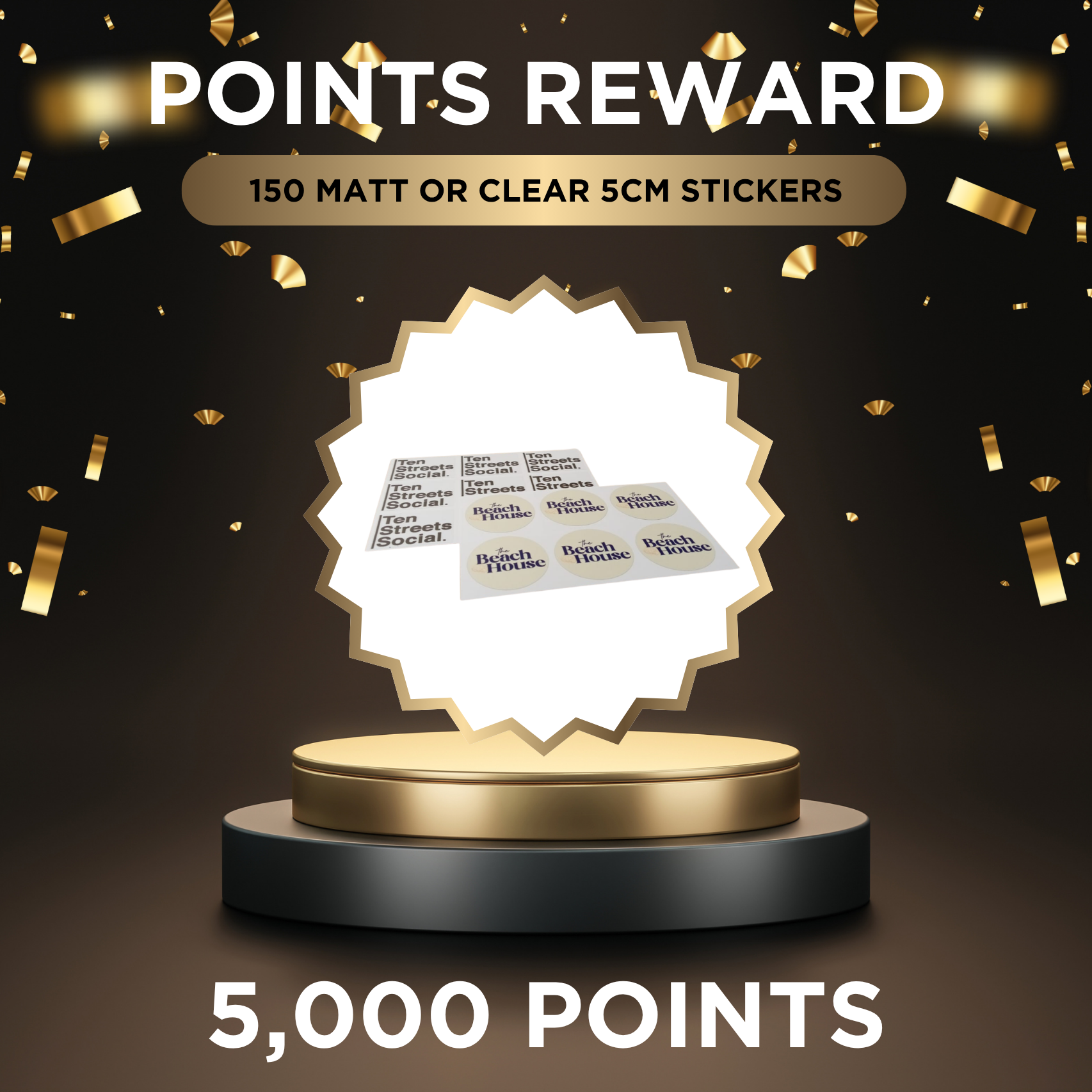 Get Free 150 x High Quality Matt or Clear Vinyl Stickers (50mm) for 5000 Reward Points